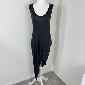 Alternative Tank Dress Black Asymmetrical Size M Pima Cotton Scoop Neck Beachy